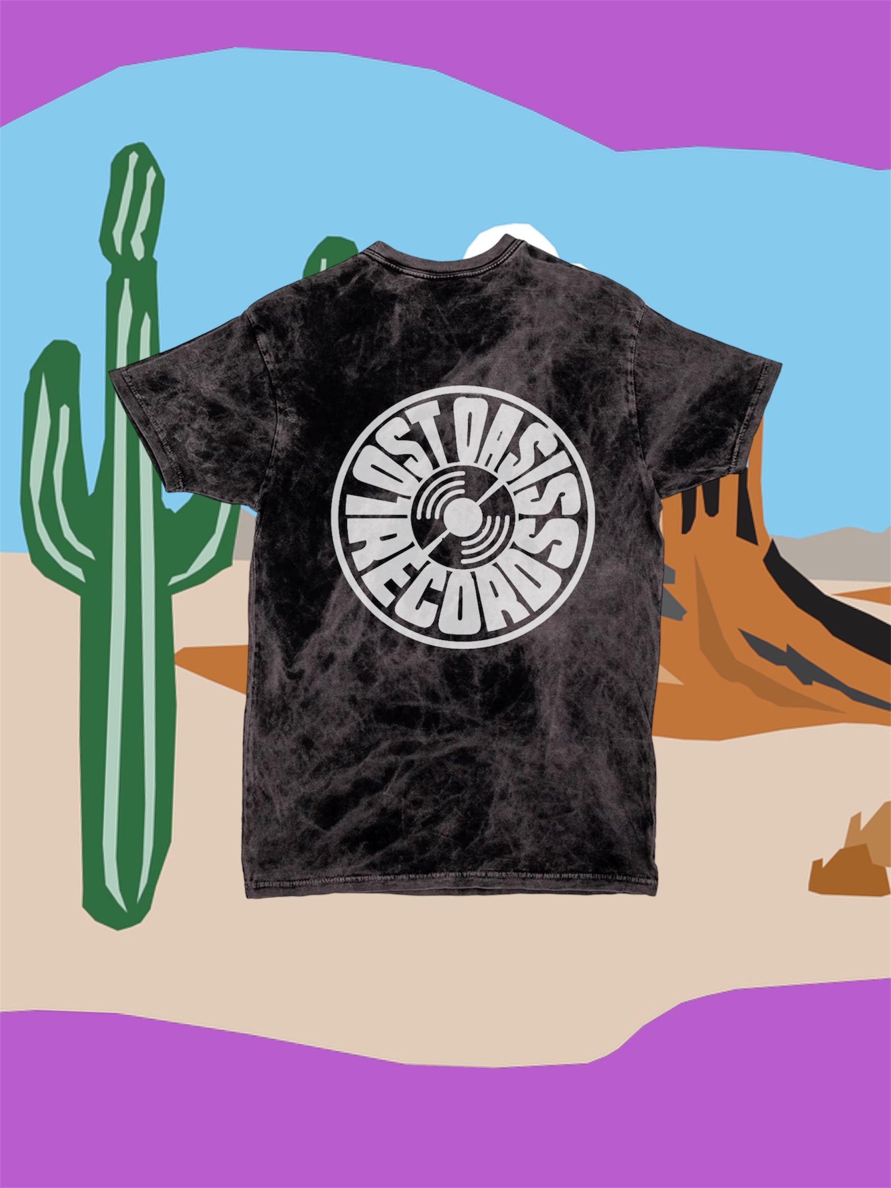 LOST OASIS RECORDS BLACK VINTAGE OVERSIZED T-SHIRT.