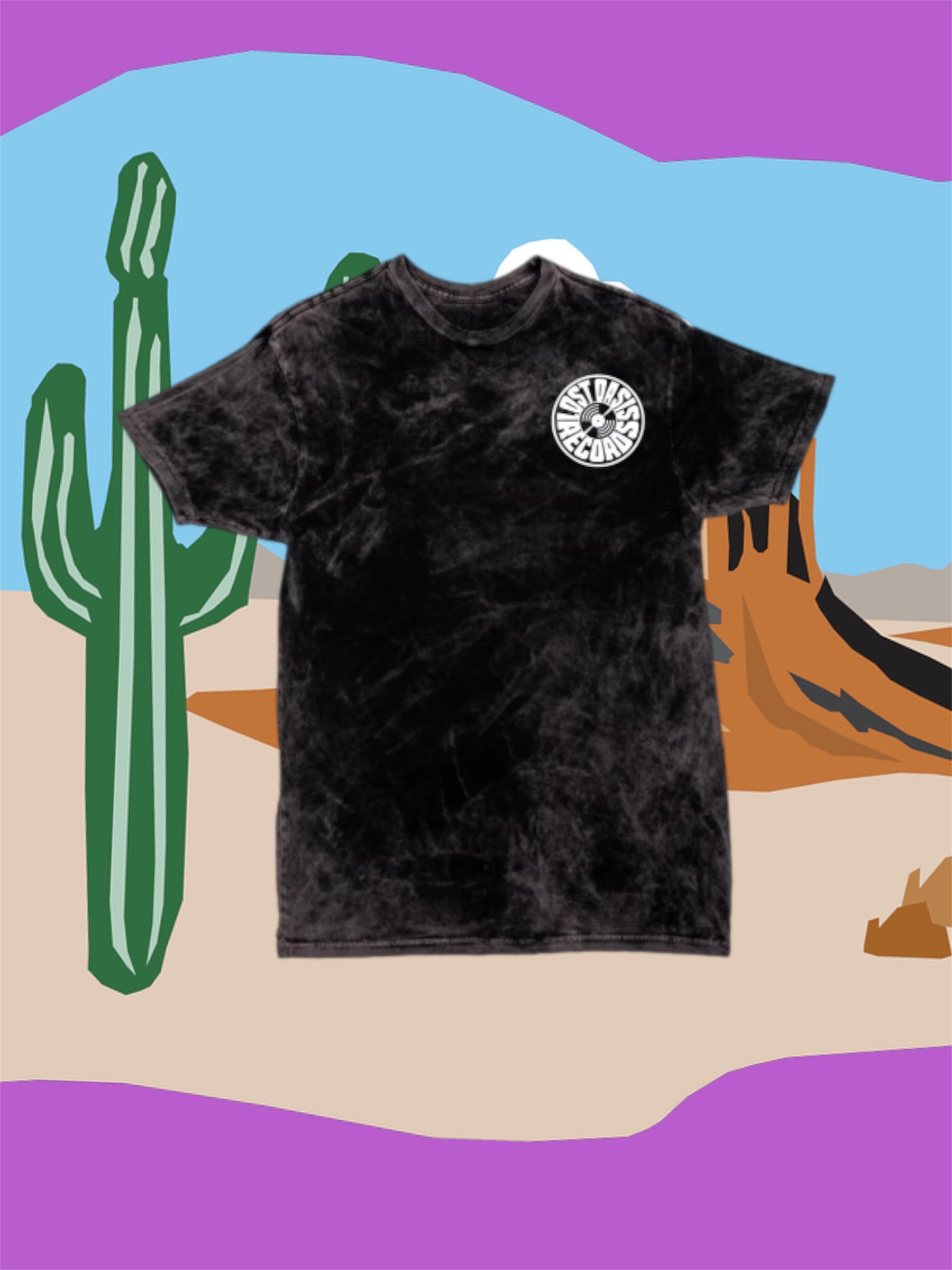 LOST OASIS RECORDS BLACK VINTAGE OVERSIZED T-SHIRT.